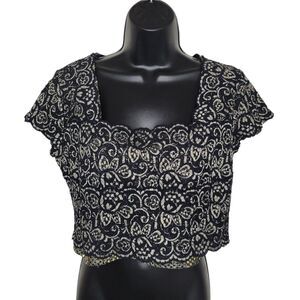 Joseph Ribkoff vintage 90s lace midriff crop top size 12